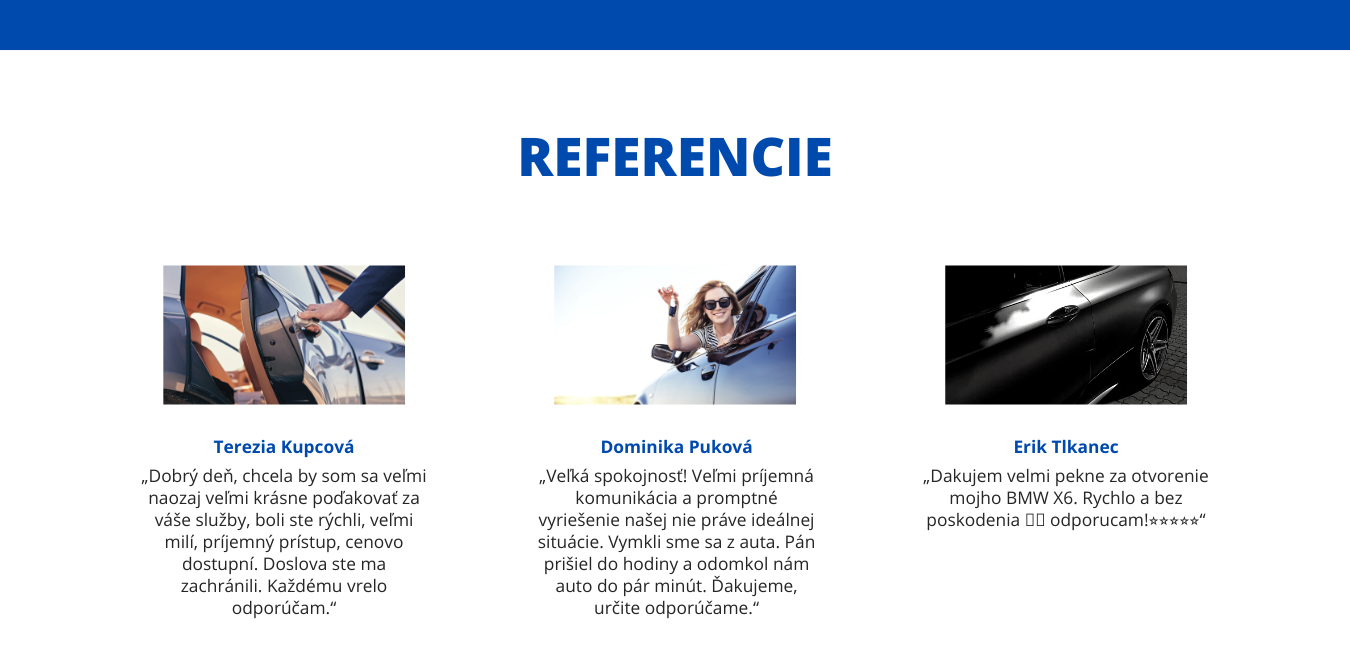 Referencie na núdzové otvorenie auta